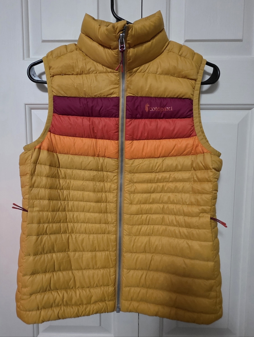 Cotopaxi Fuego Women's Goose Down Puffer Vest XS Amber Stripes